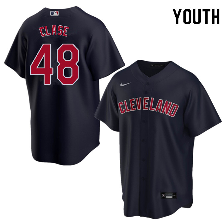 Nike Youth #48 Emmanuel Clase Cleveland Indians Baseball Jerseys Sale-Navy